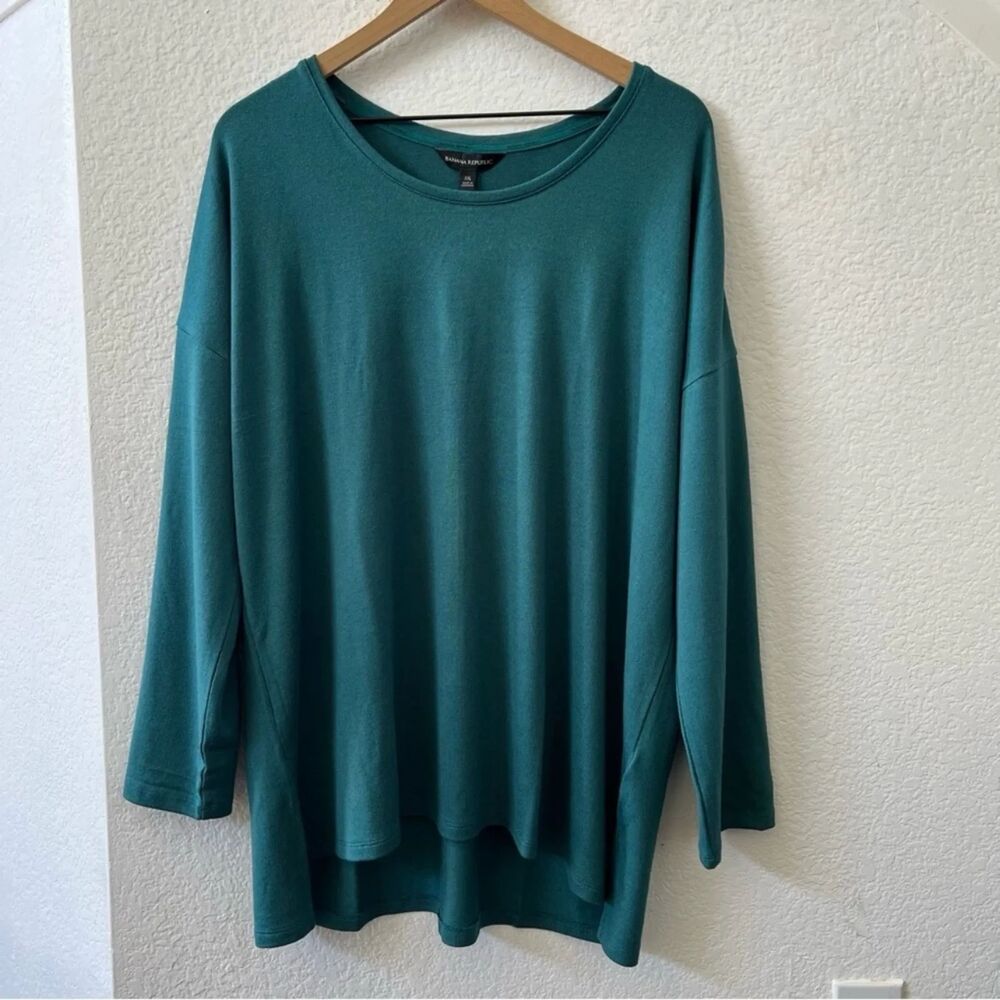 Banana Republic Teal Long Sleeve Relaxed Crew Neck Top XL Lightweight Layering